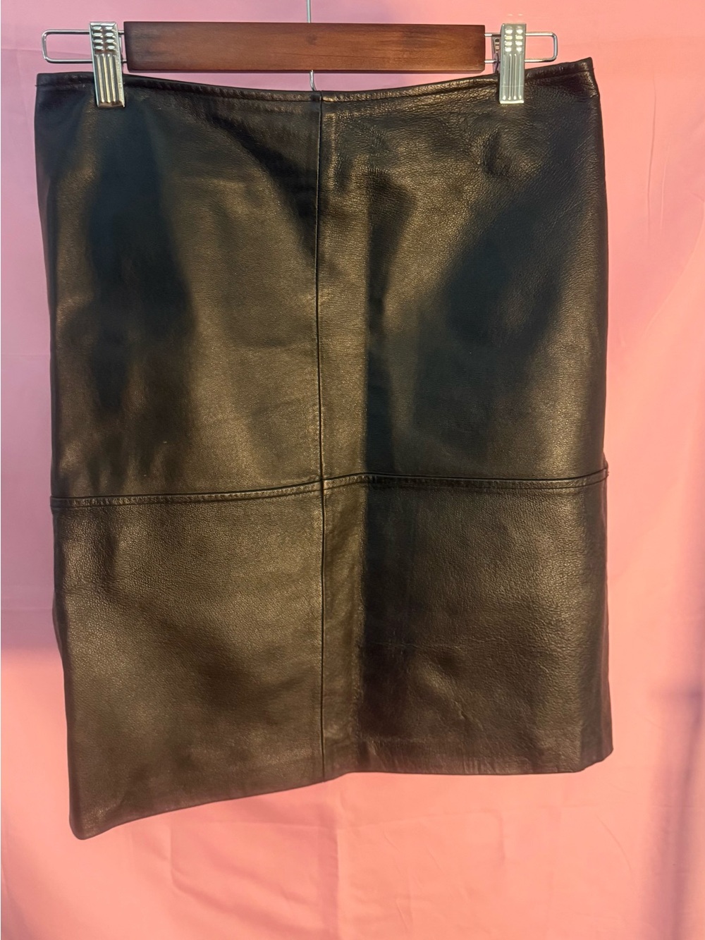 Newport News Black Leather Skirt with Zipper Detail